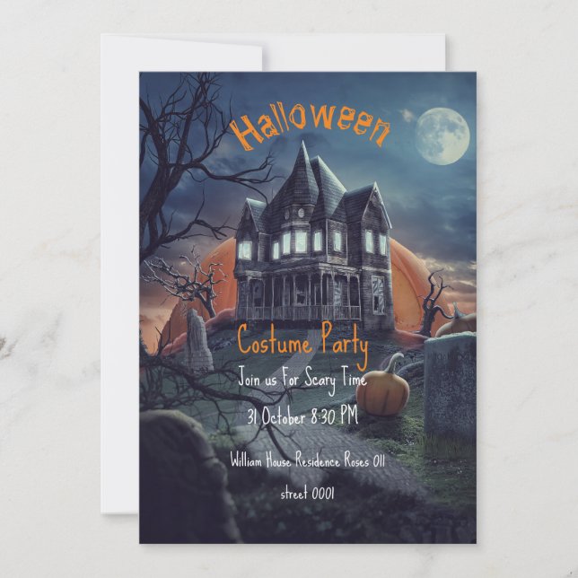 Skräckhus Halloweenfest-kort Inbjudningar (Framsida)