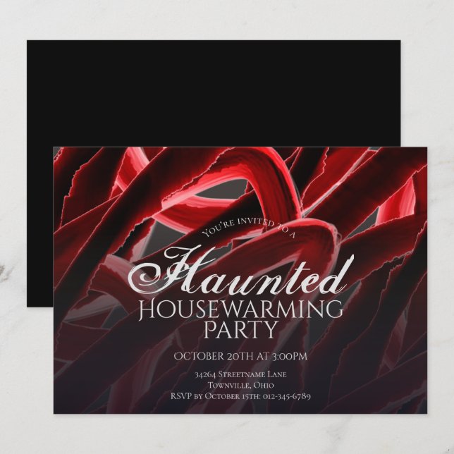Skräckhus Invitation till Halloweenfesten Inbjudningar (Fram/baksida)