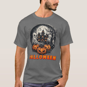 Skräckhus med pumpor, spöken och fullmåne t shirt