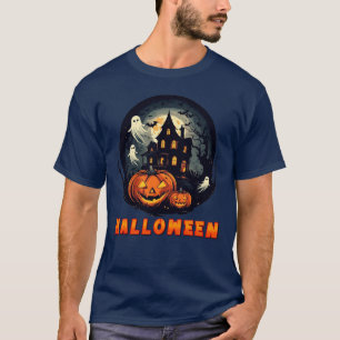 Skräckhus med pumpor, spöken och fullmåne t shirt