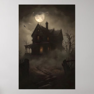 Skräckhus ockult tryck, Halloween skräckvägg Poster