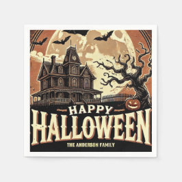 Skräckhus Pumpa Kuslig Skrämmande Halloween Pappersservett