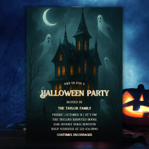 Skräckhus spökiga spöken Halloween-fest Inbjudningar