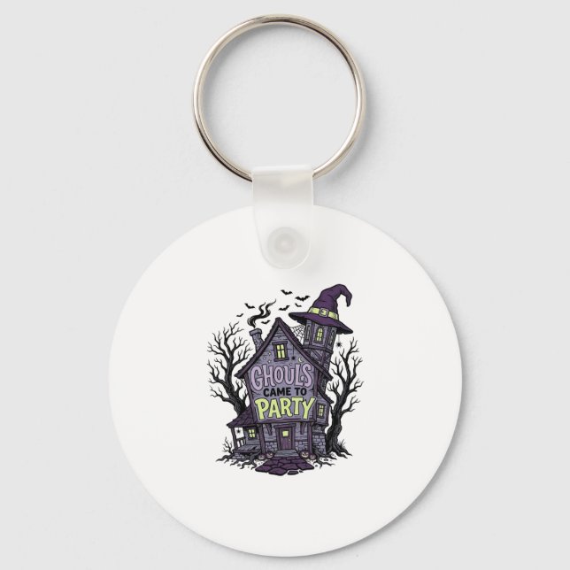 Skräckhus Tröja Söt Skräckfest Halloween De Nyckelring (Framsida)