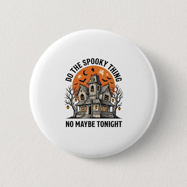 Skräckhus Tröja Spöklik Vintage Halloween Design Knapp (Framsida)