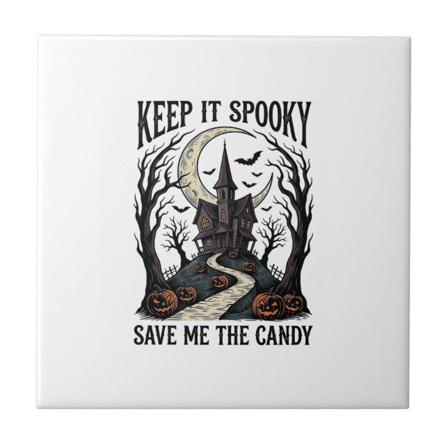 Skräckhus Tröja Vintage Halloween Gravyr Ar Kakelplatta (Framsidan)