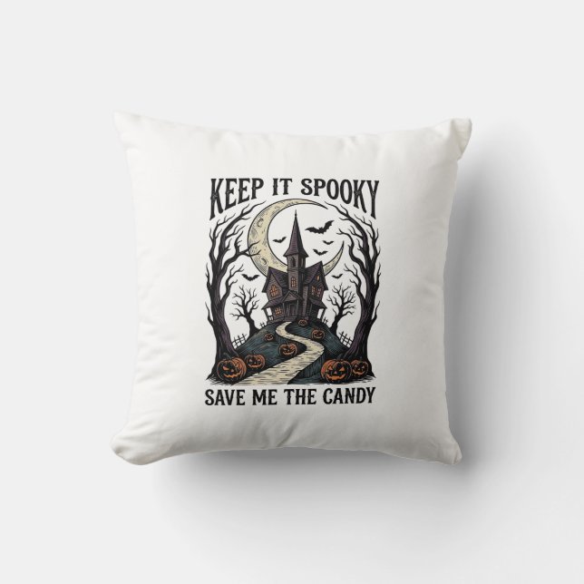 Skräckhus Tröja Vintage Halloween Gravyr Ar Kudde (Framsida)