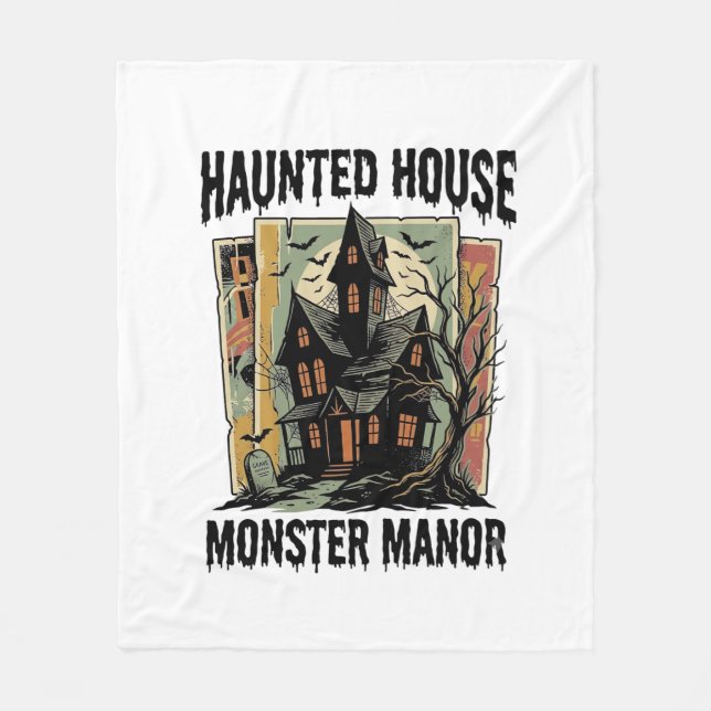 Skräckhus Tröja Vintage Monster Manor Design Fleecefilt (Framsidan)
