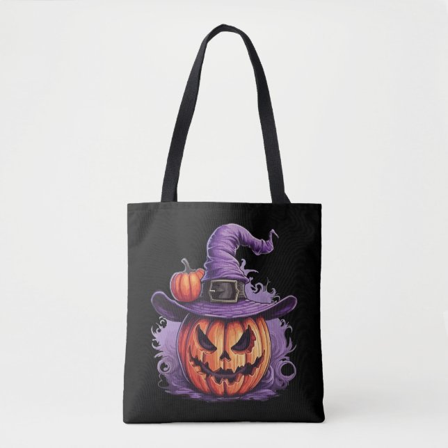 Skräckig Halloweentröskpumpa Häxa Tygkasse (Framsida)