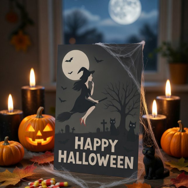 Skräckig Häxa Halloween Grattiskort Julkort (Skapare uppladdad)