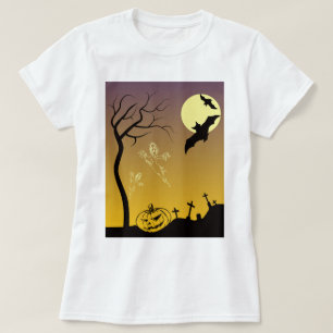 Skräckig kyrkogård Halloween scen, Halloween T Shirt