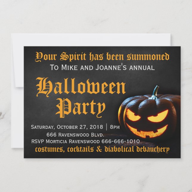 Skräckig Pumpa Halloweenfest Inbjudningar (Framsida)