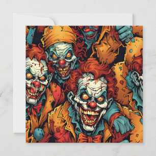 Skräckiga clown-zombies Halloween Julkort