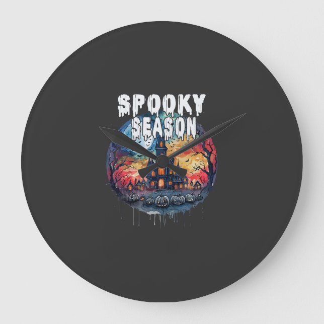 Skräckiga Halloween-säsongen Stor Klocka (Framsida)