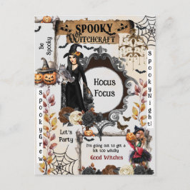 Skräckiga Häxor Halloweenfest Vykort