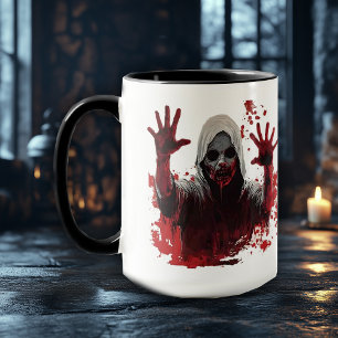 Skräckigt Blodig Vägg Skräck – Kuslig Halloween Mugg