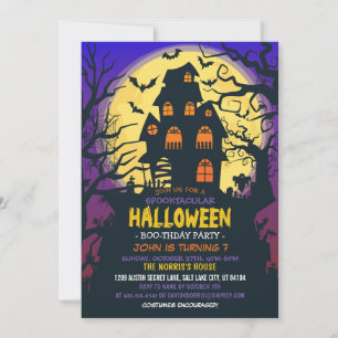 Skräckigt mysiga barn kostym Halloween födelsedags Inbjudningar