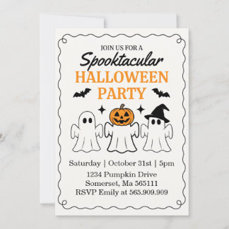 Skräckigt söt Halloween-ghost Inbjudningar