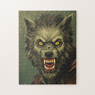 Skräckillustration av en vild Vargman Pussel