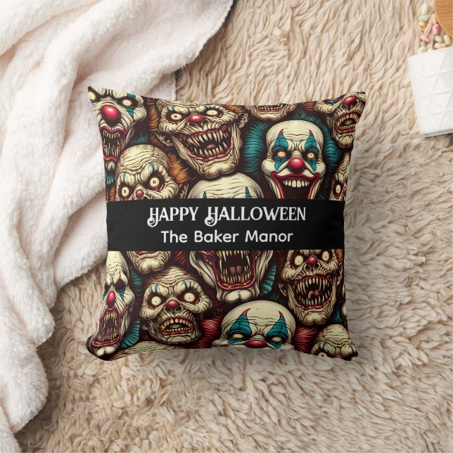 Skräckinjagande Clowner Halloween  Kudde (Filt)