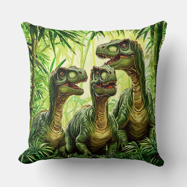 🦖😈 Skräckinjagande Tecknade Dinosaurier Äventyrs Kudde (Framsida)