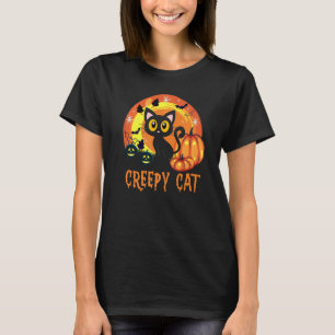 Skräckklippt katt Kuslig Halloween Söt Kuslig Katt T Shirt