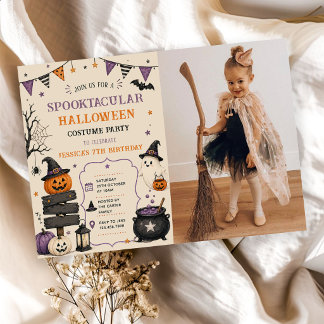 Skräckkostym Halloween Födelsedagsfoto Inbjudningar