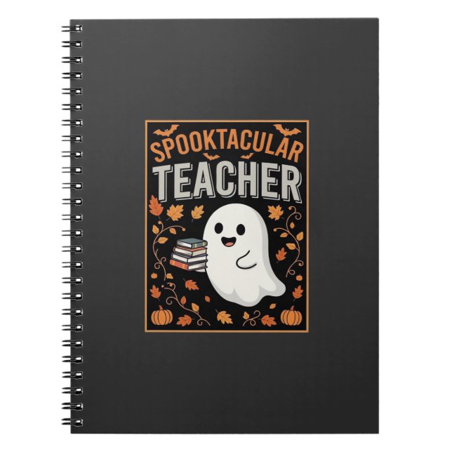 Skräcklärares Halloween-spökdesign_1 Anteckningsbok (Framsidan)