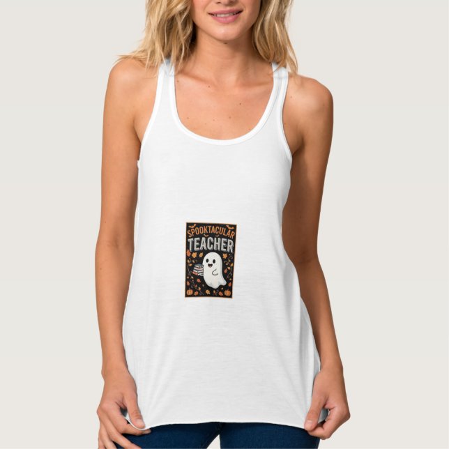 Skräcklärares Halloween-spökdesign_1 Linne Med Racerback (Framsida)