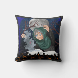 Skräcklig häxa & spökhus Halloween🌙 Kudde