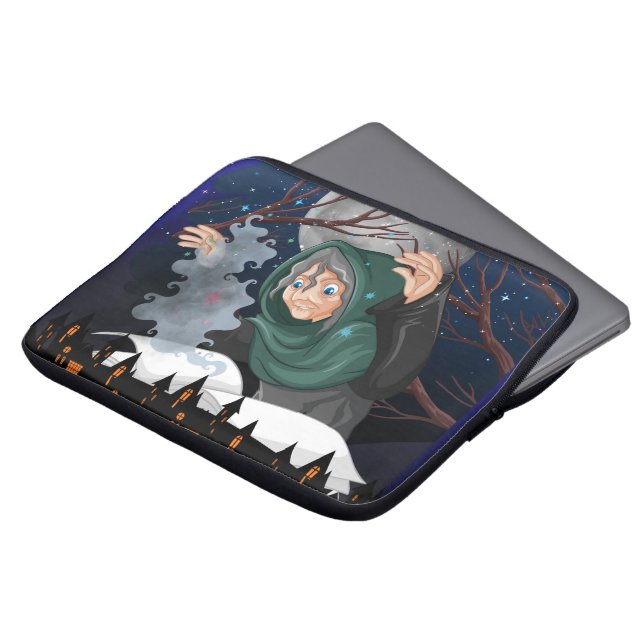 Skräcklig häxa & spökhus Halloween🌙 Laptop Fodral (Framsida topp)