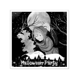 Skräcklig häxa & spökhus Halloween🌙 Självfärgande Stämpel
