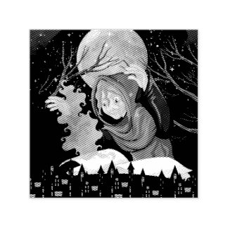 Skräcklig häxa & spökhus Halloween🌙 Självfärgande Stämpel