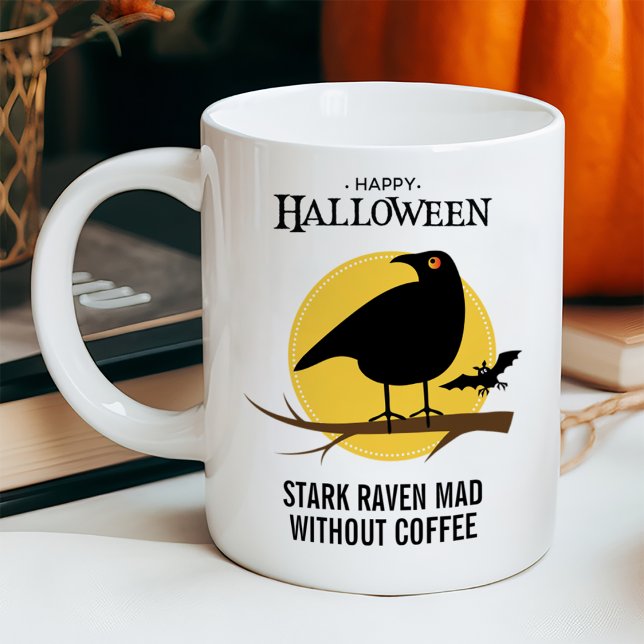 Skräcklig Svart Korp Halloween Kaffemugg (Skapare uppladdad)