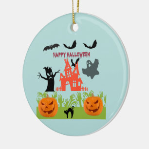 Skräckligt förtjusande Halloween Julgransprydnad Keramik