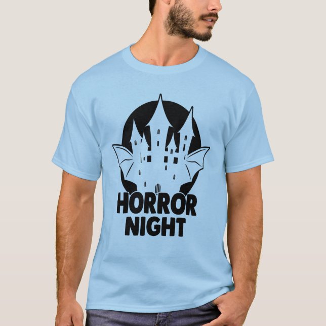 Skräcknatt Skräckhus Fladdermus Halloween T Shirt (Framsida)