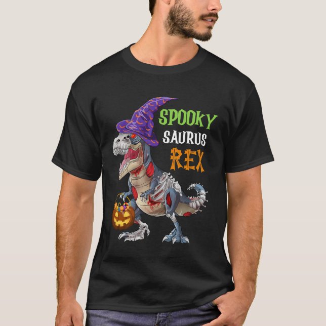 Skräcködla Rex Zombie Dinosaurie Halloween T Shirt (Framsida)