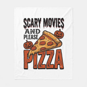 Skräckpizza-tröja för fans av läskiga filmkvällar_ fleecefilt