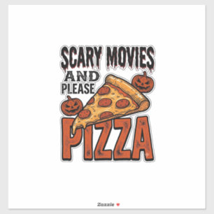 Skräckpizza-tröja för fans av läskiga filmkvällar_ klistermärken