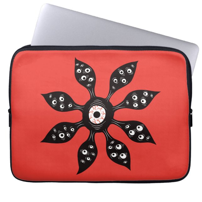 skräckrött Öga Flower Creepy Macabre Red Black Laptop Fodral (Framsidan)