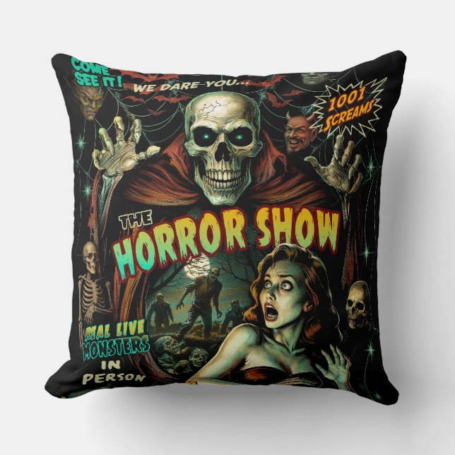 Skräckshow Skräck Retro Kudd Kudde (Framsida)