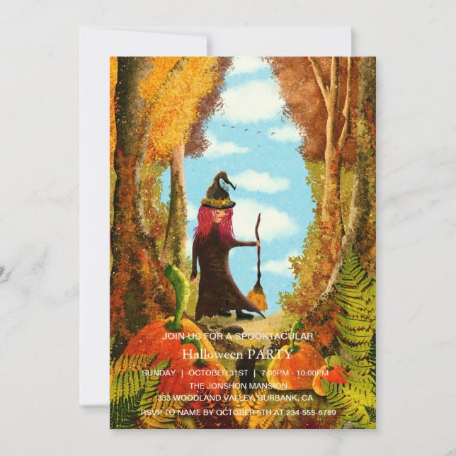 Skräcksligt mörkt Halloweenfirande med pumpa och h Inbjudningar (Framsida)