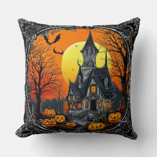 Skräckslott Illustration med Jack-O-Lanterns Kudde