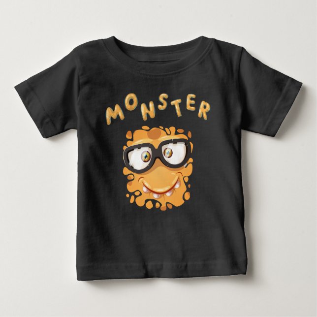 skräckuttryck Lustigt Monster Ansikte Baby T-Shir T Shirt (Framsida)