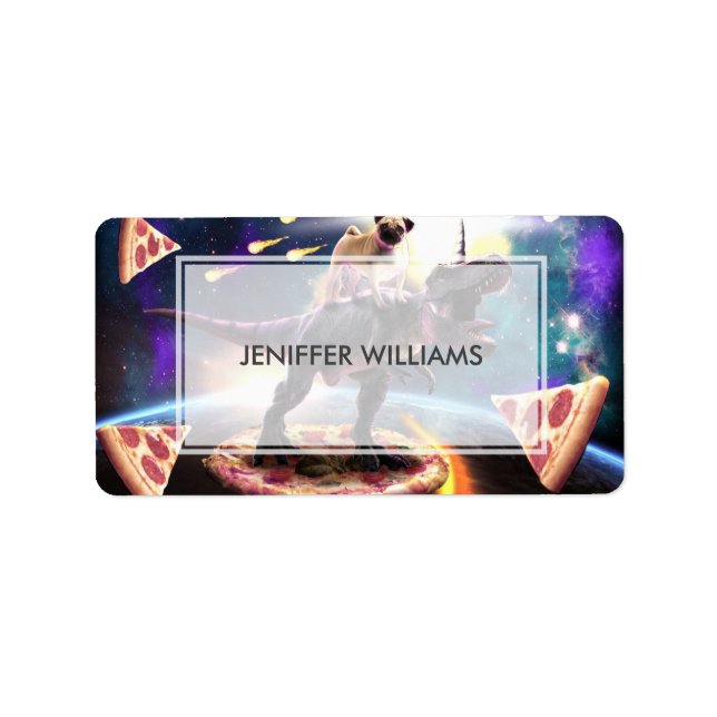 Skräddarlejda dinosaurienmajs i rymden adressetikett (Framsidan)