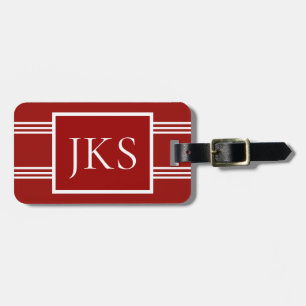 Skräddarsy bagagemärkre, Monogram, Crimson & vit Bagagebricka