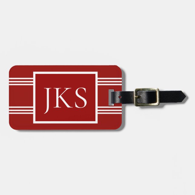 Skräddarsy bagagemärkre, Monogram, Crimson & vit Bagagebricka (Horisontell Framsida)