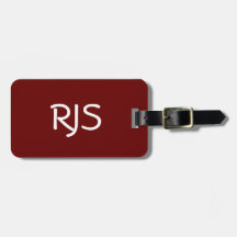 Skräddarsy bagagemärkre, Monogram, rödbrunt & vit