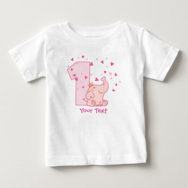 Skräddarsy den 1st födelsedagen för den rosa t-shirt (Framsida)