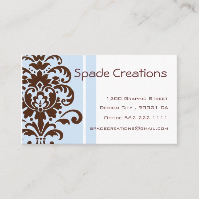 Skräddarsy elegant damast - visitkort (Framsida)